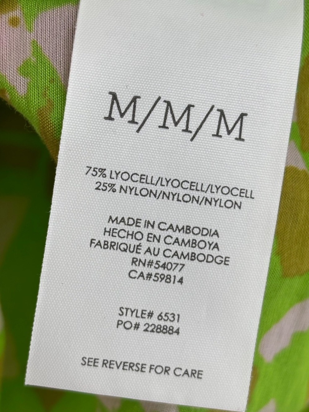 Cabi Womens Medium Popover Sleeveless Blouse Top Lime Green Print Semi Sheer - Picture 8 of 8